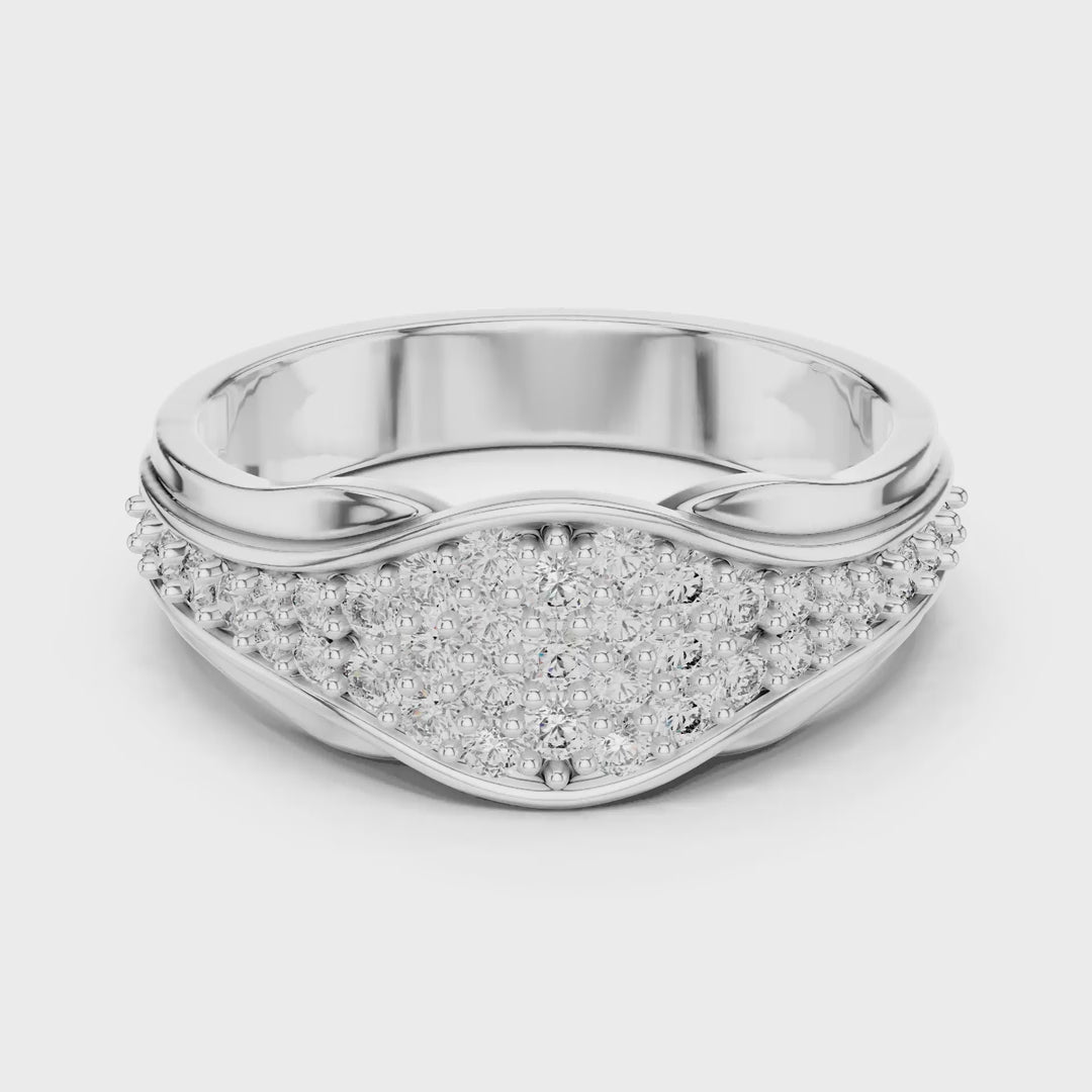 MJAR001 - Swirling Pave Encrusted Wide Statement Ring