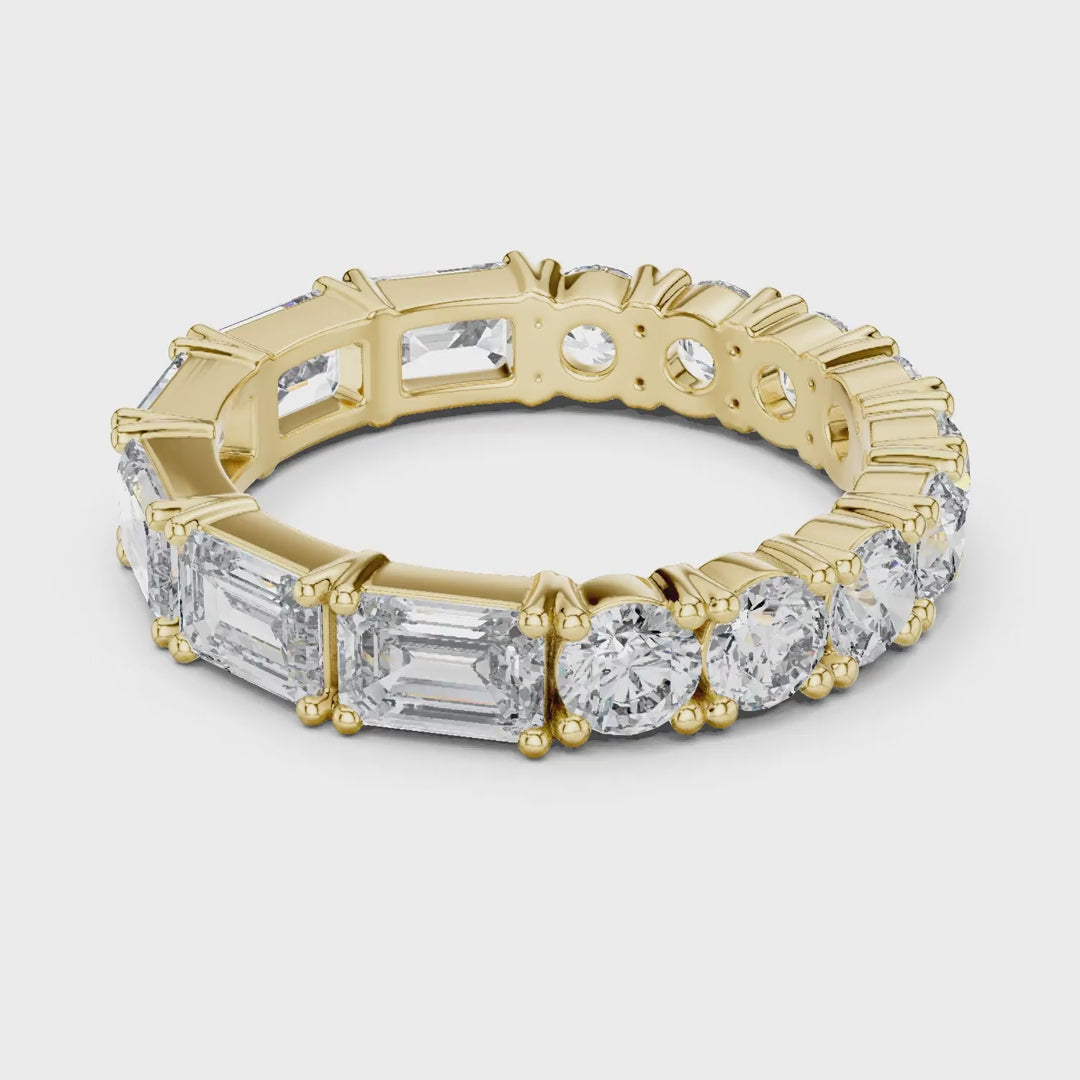 MJET037 - Dual Cut Geometric Accent Eternity Stacking Ring