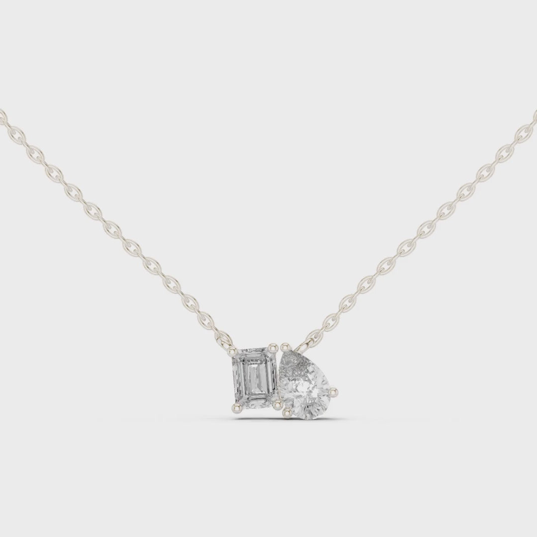 MJP39 - Dual Emerald & Pear Gem Duo Pendant