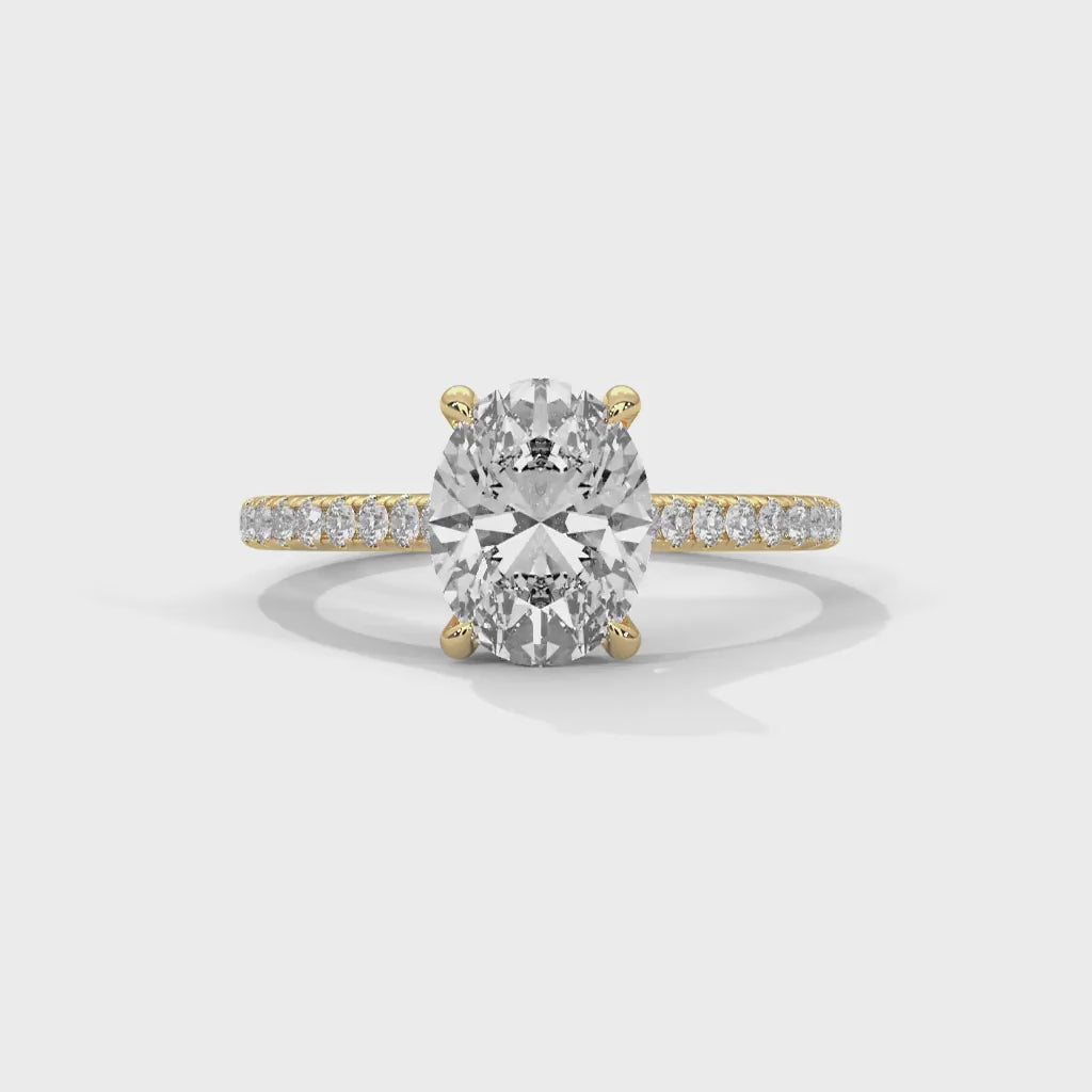 MJBS1 - Oval Solitaire Engagement Ring with Delicate Accents