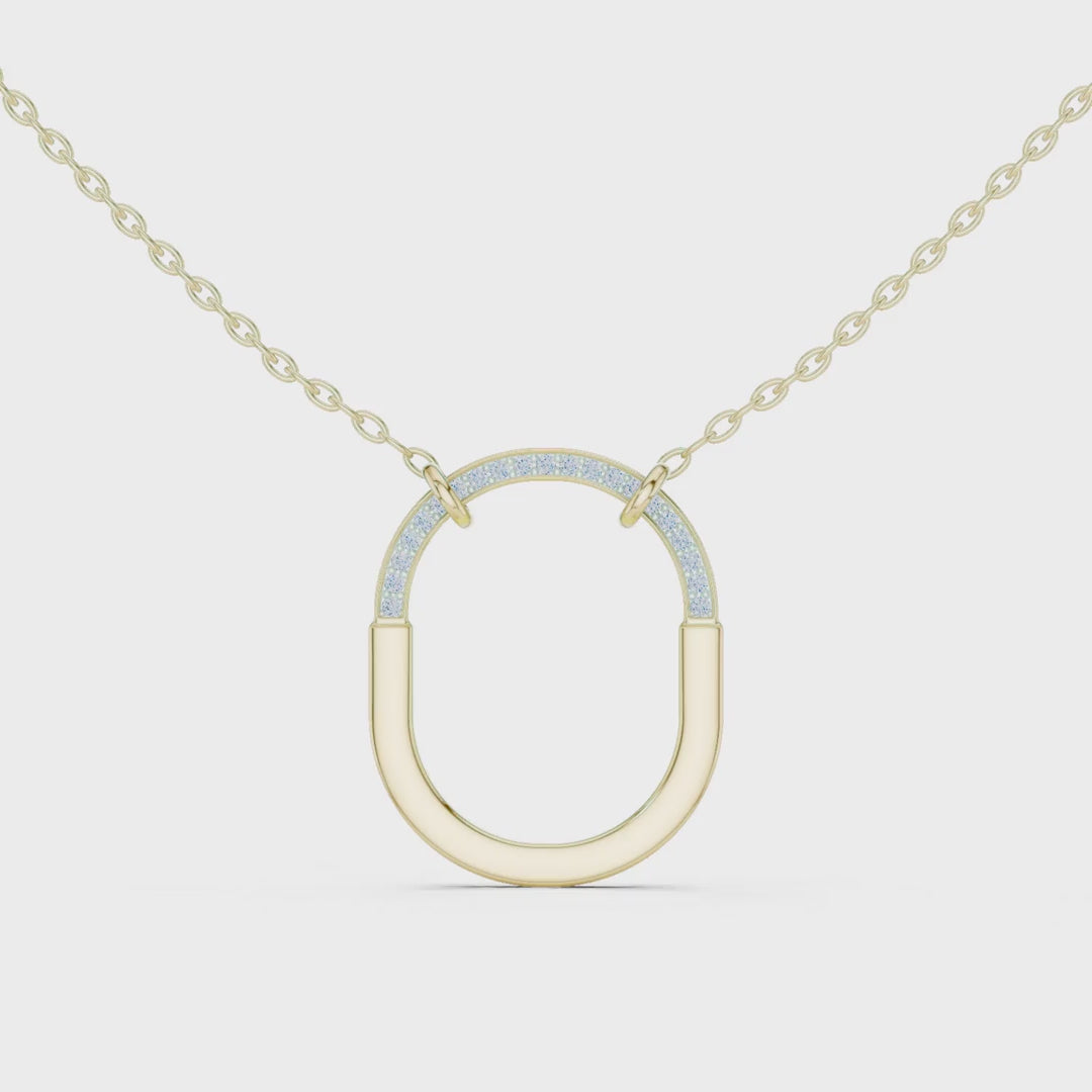 MJP27 - Elongated Oval Pavé Arch Necklace