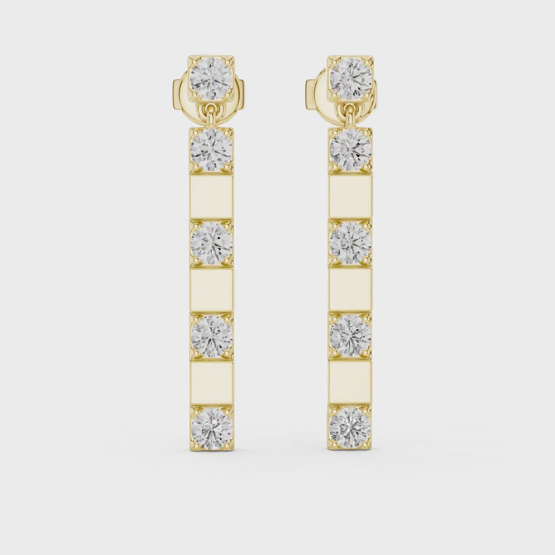 MJER27 - Geometric Alternating Bar Drop Earrings