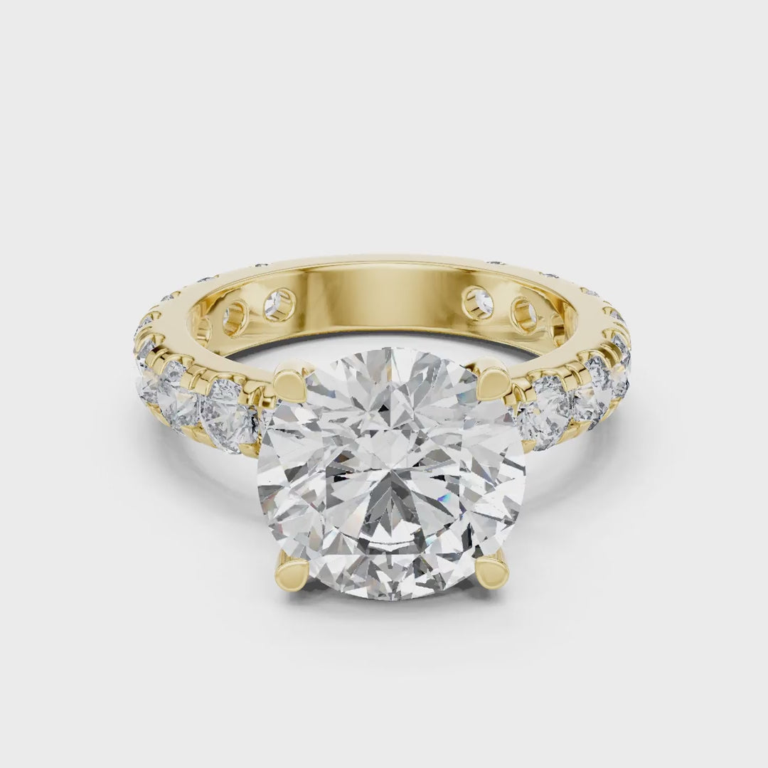 MJR0121 - Round Brilliant Solitaire Ring with Shared-Prong Eternity Band