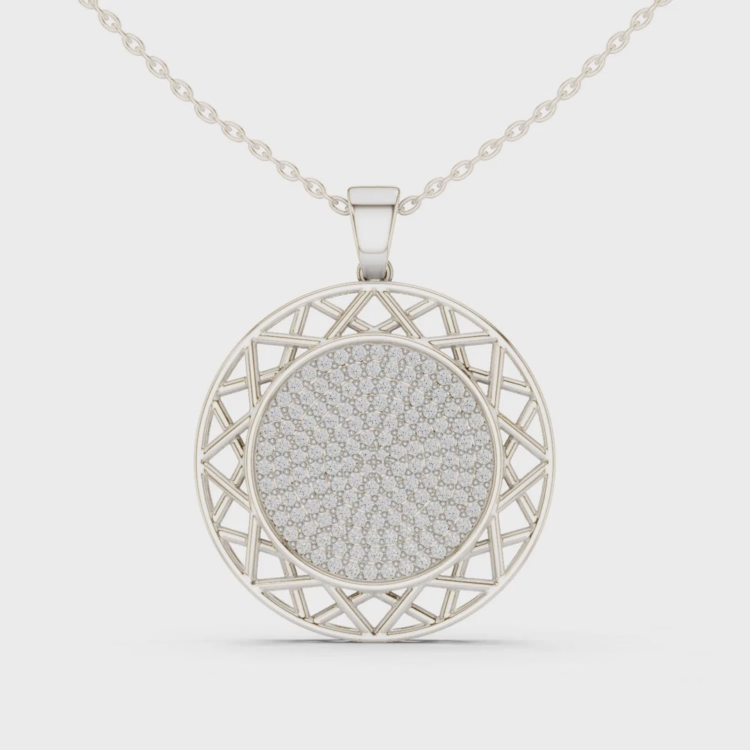 MJP28 - Lattice Halo Pavé Medallion Pendant