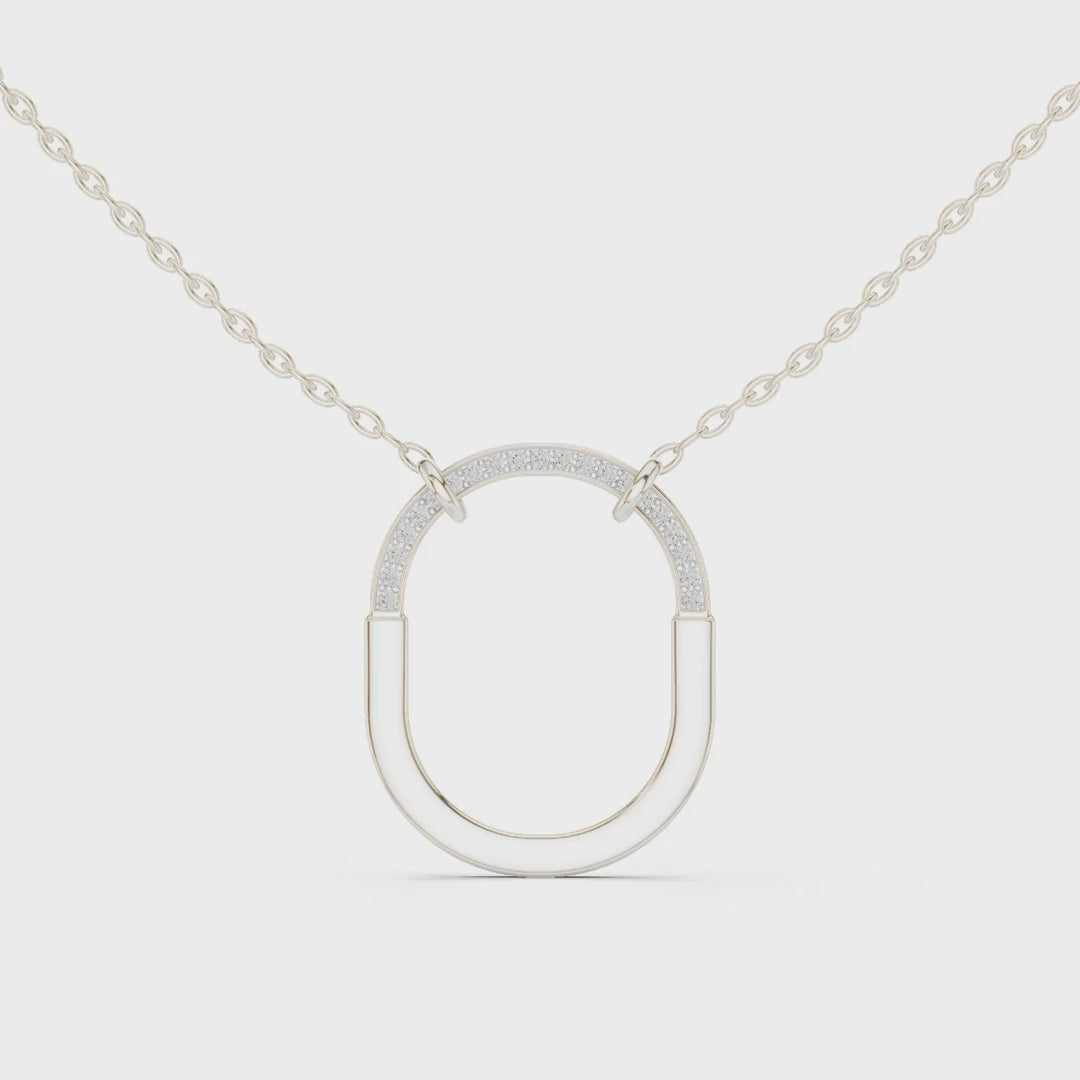 MJP27 - Elongated Oval Pavé Arch Necklace