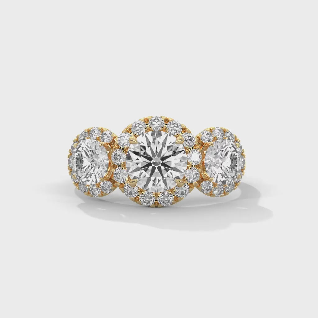 MJBS9 - Trilogy Center Stone Pavé Border Wedding Band