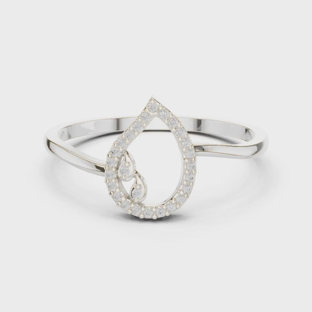 MJCLS9 - Pear Openwork Leaf Accented Ribbon Band