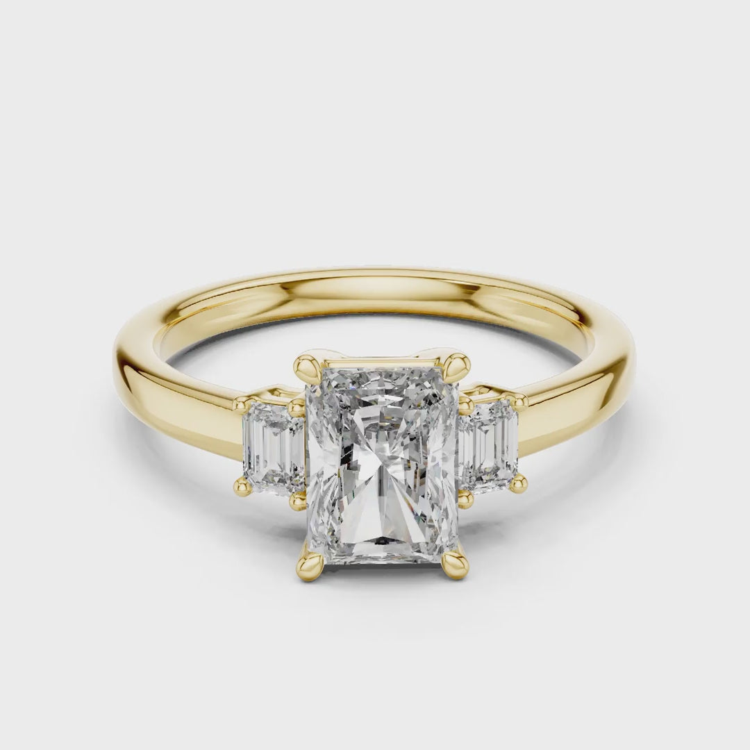 MJR027 - Radiant Cut Three Stone Engagement Ring