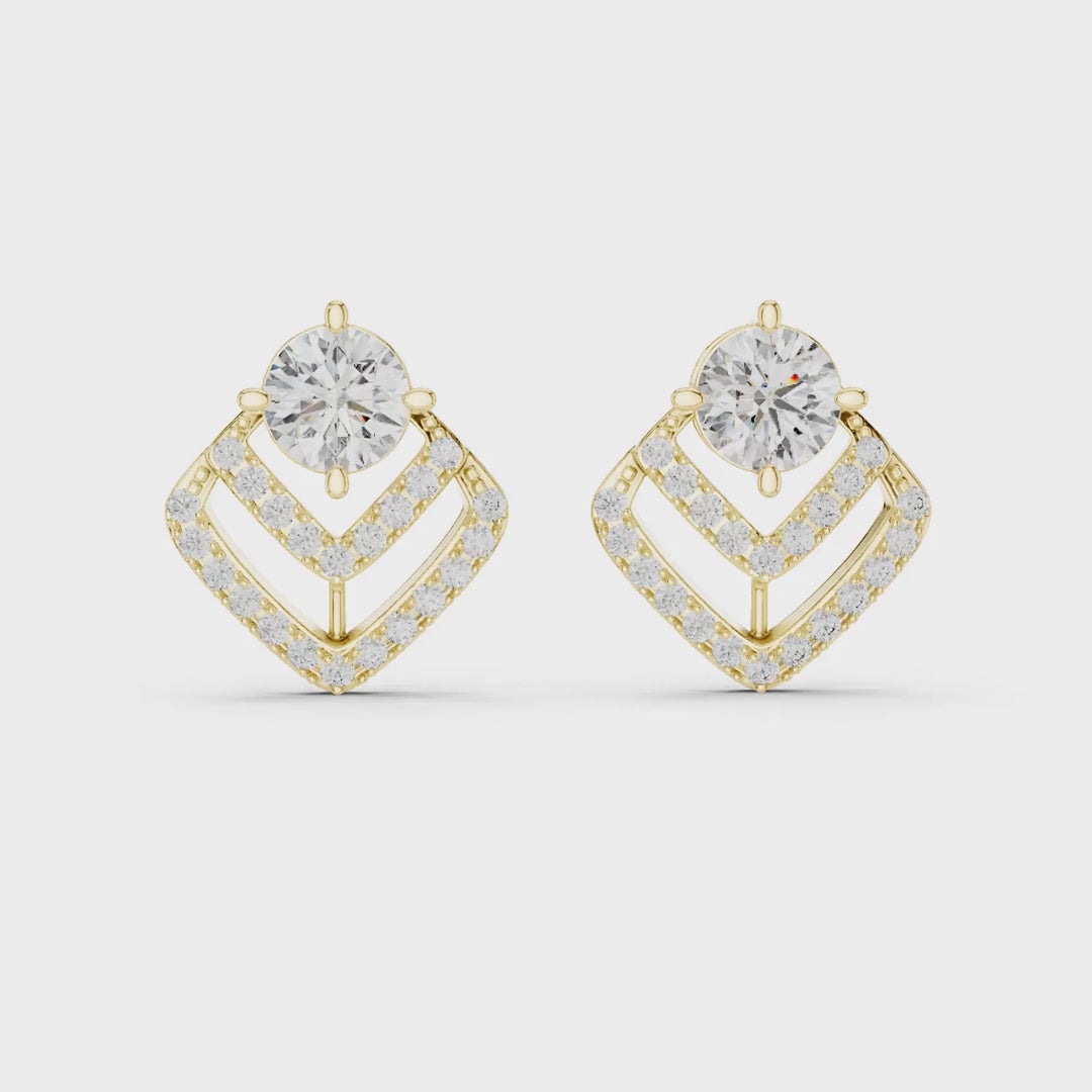 MJER08 - Square Cushion Frame Solitaire Studs