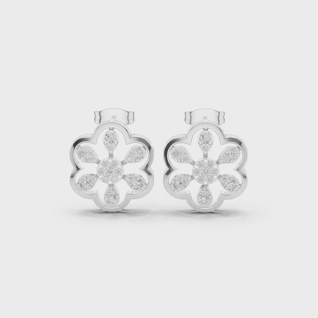 MJER66 - Sculpted Floral Blossom Stud Earrings