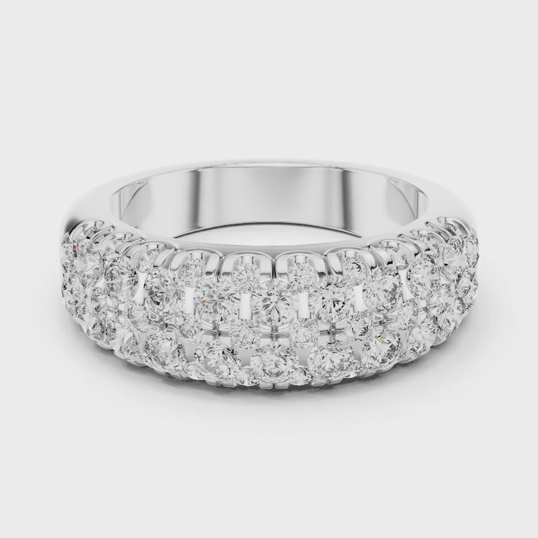 MJR041 - Round Multi Row Micro Pavé Statement Ring