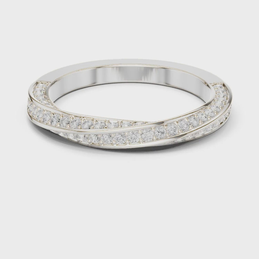 MJET042 - Twisted Crisscross Pavé Diamond Wedding Ring