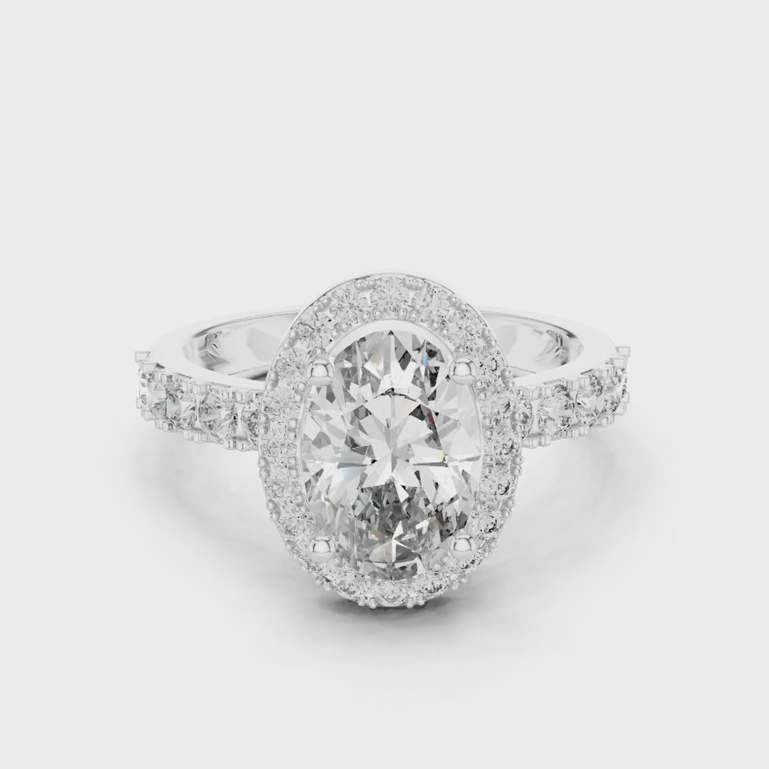 MJR019 - Oval Cut Halo Engagement Ring