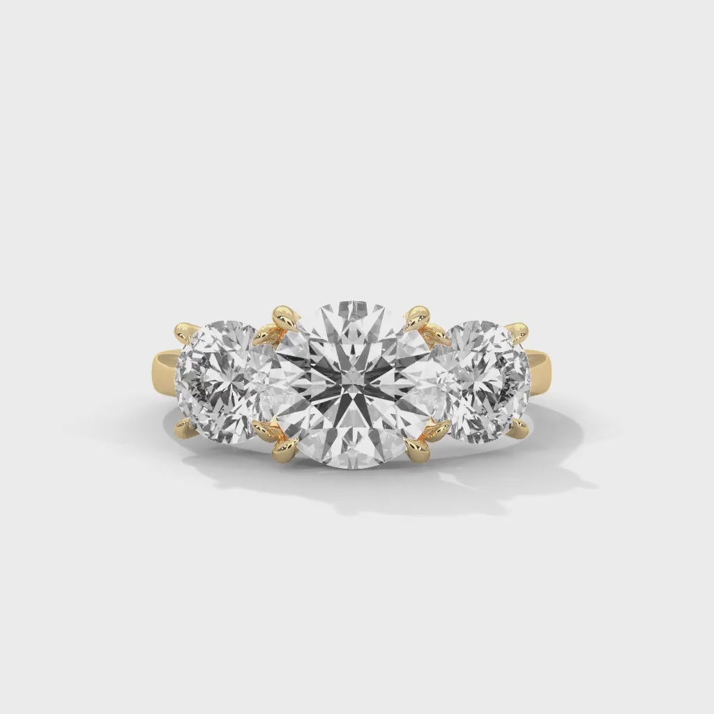 MJBS36 - Round Brilliant Trilogy Engagement Ring with Polished Band