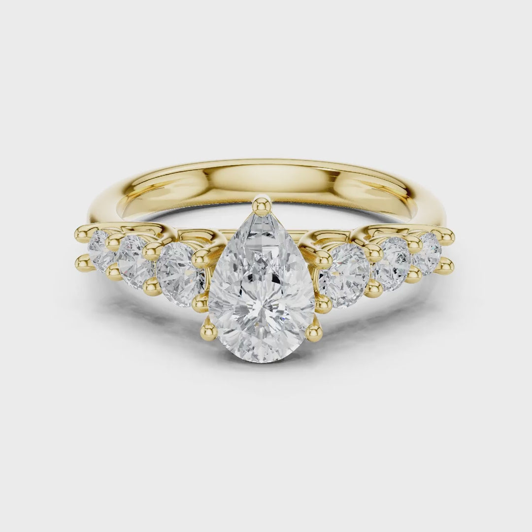 MJR071 - Five Stone Pear Centerpiece Elegant Ring