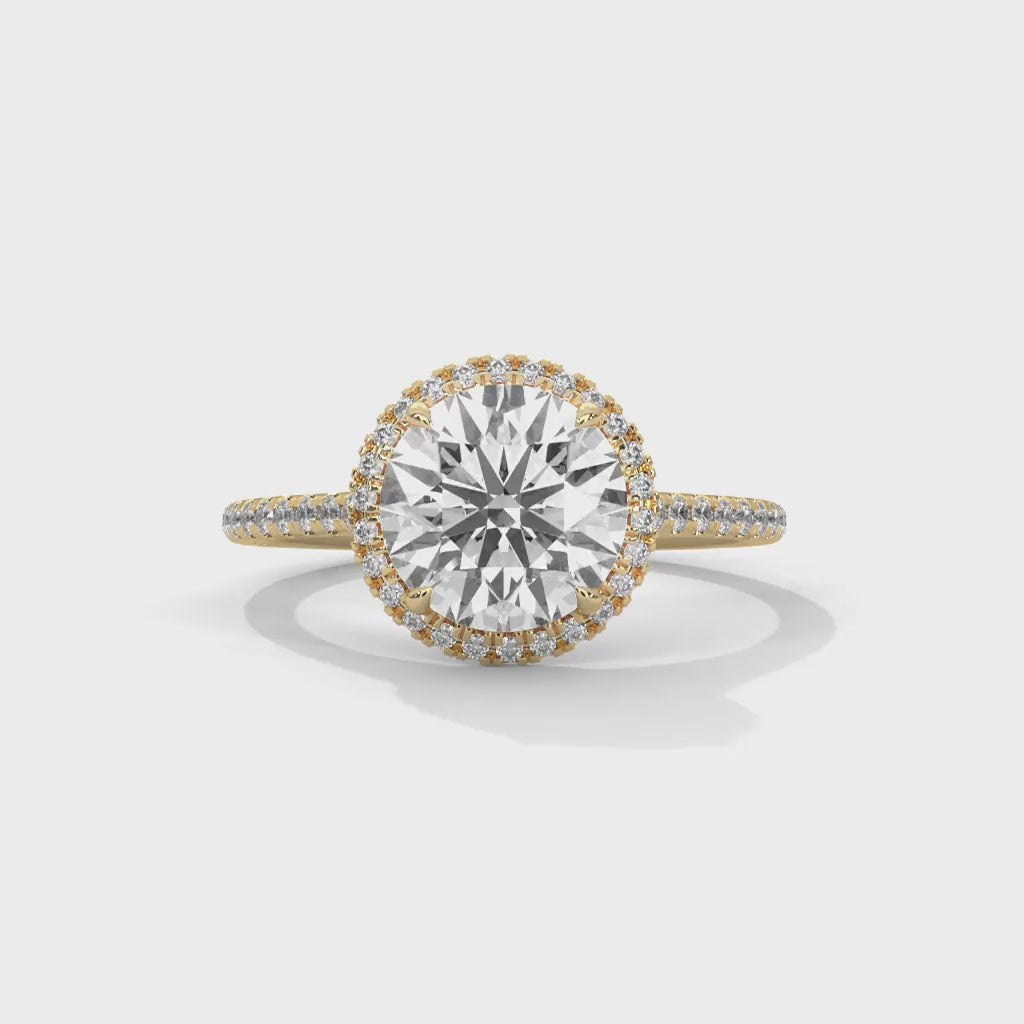 MJBS14 - Round French Pavé Halo Engagement Ring