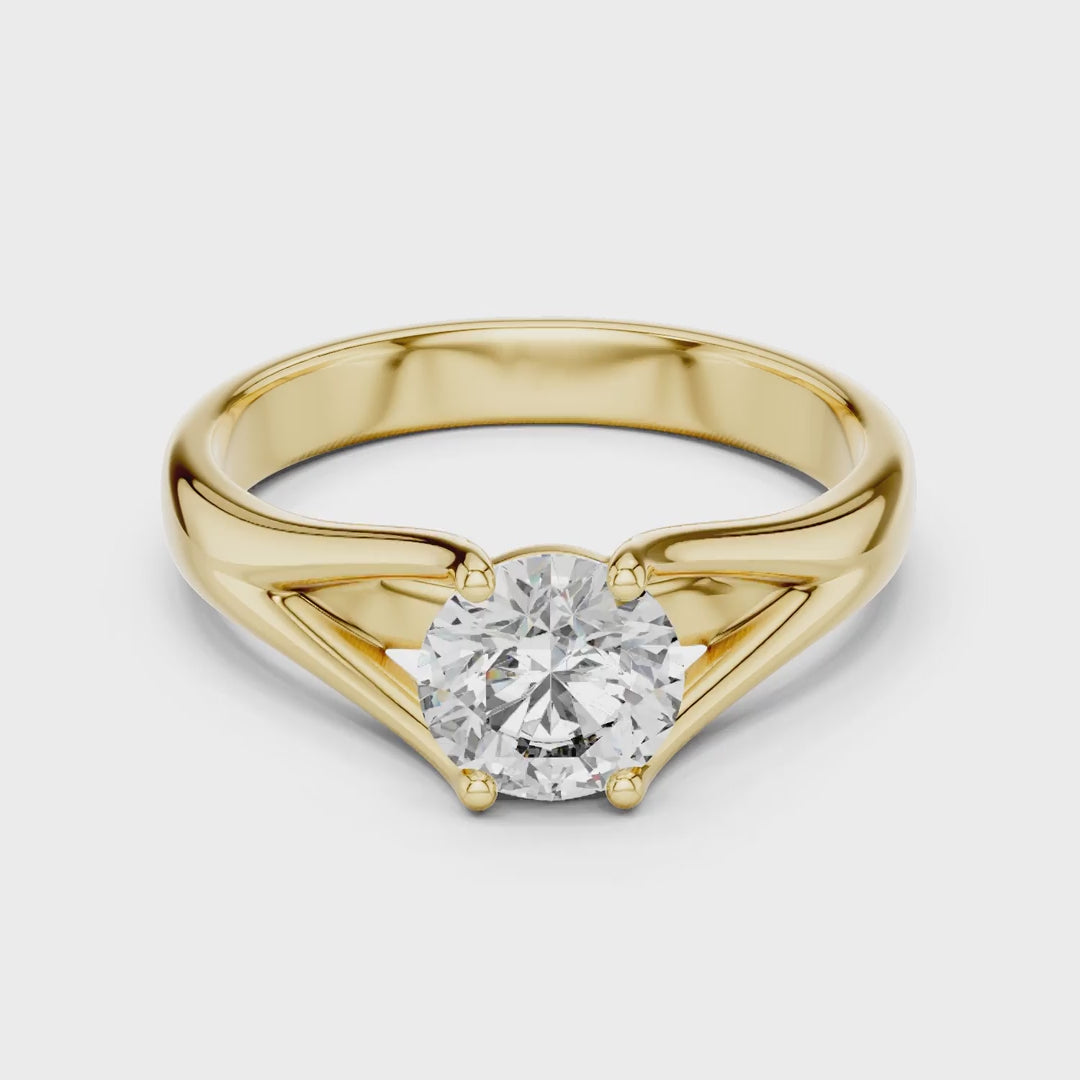 MJR003-Modern Round Solitaire Ring with Split Band