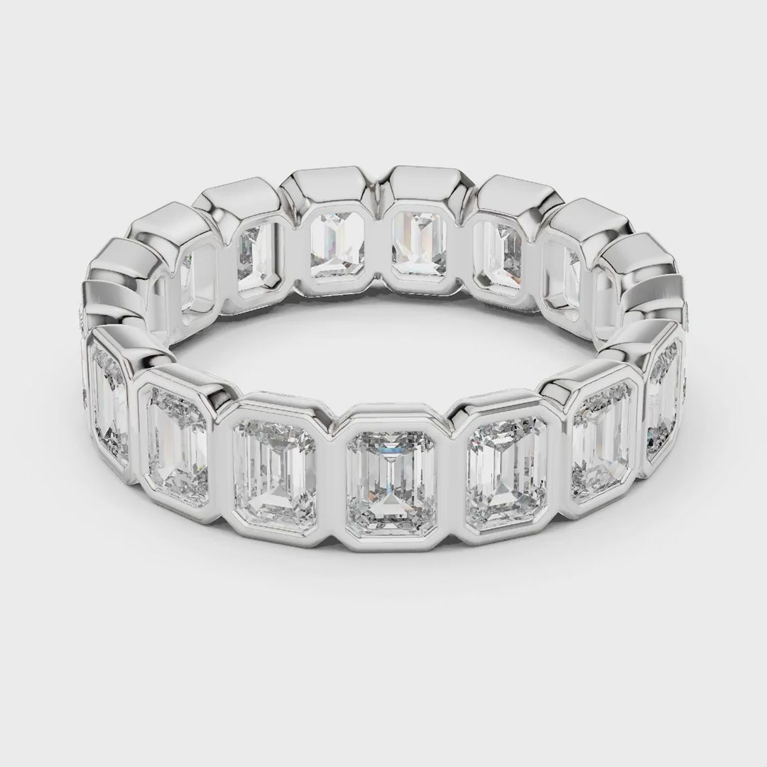 MJET027 - Emerald Cut Bezel Set Full Eternity Ring