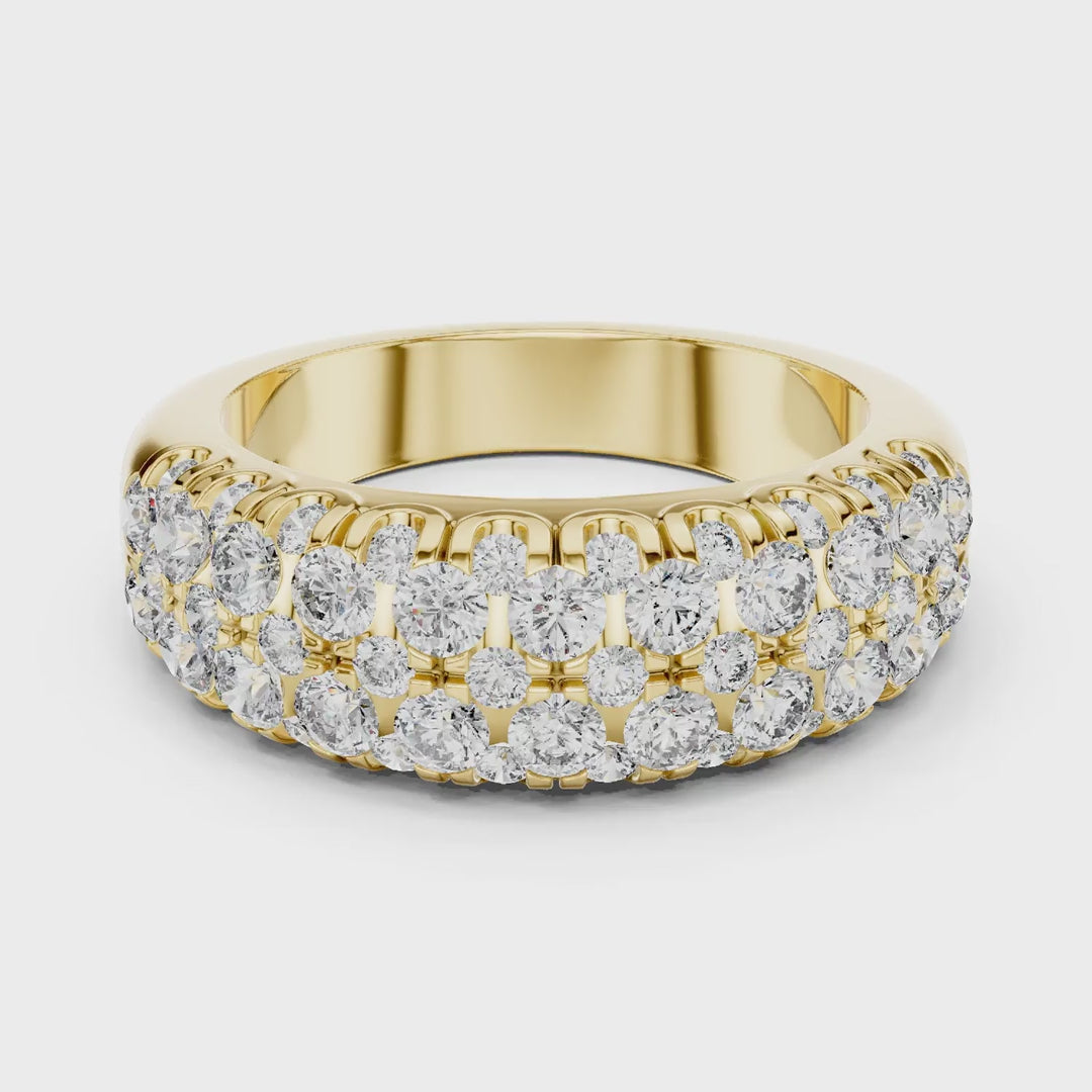 MJR041 - Round Multi Row Micro Pavé Statement Ring
