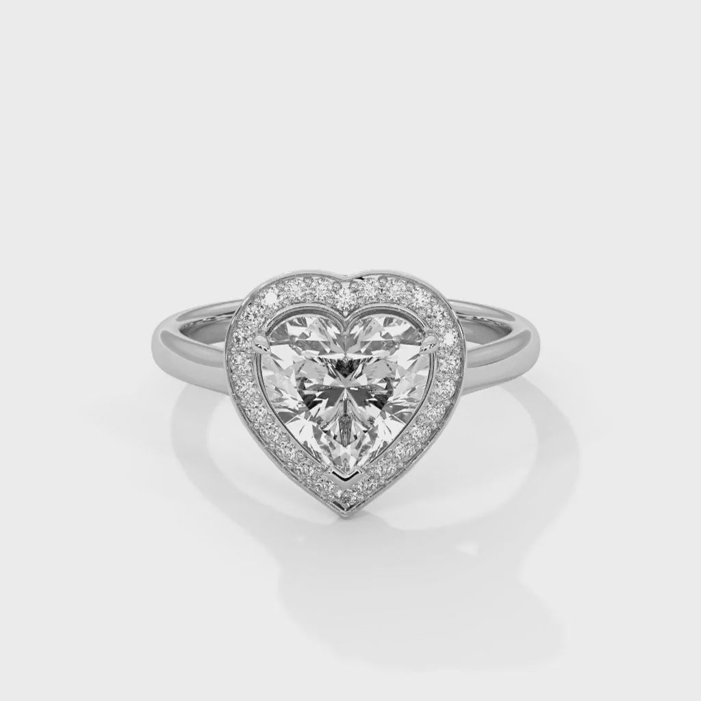 MJBS51 - Heart Cut Classic Halo Engagement Ring