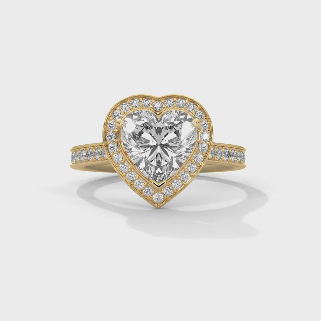 MJBS50 - Heart Cut French Pavé Halo Engagement Ring