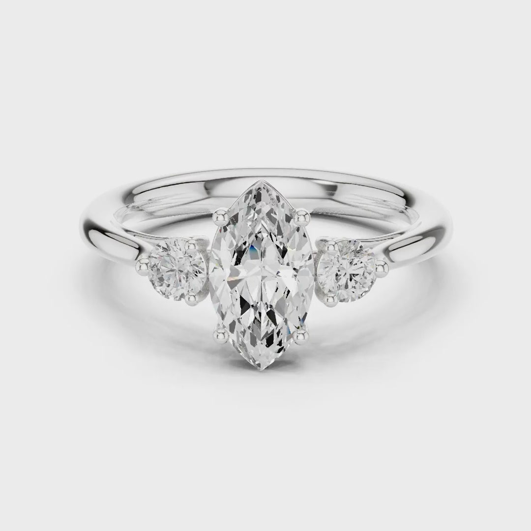 MJR075 - Elegant Three Stone Minimalist Marquise Bridal Band