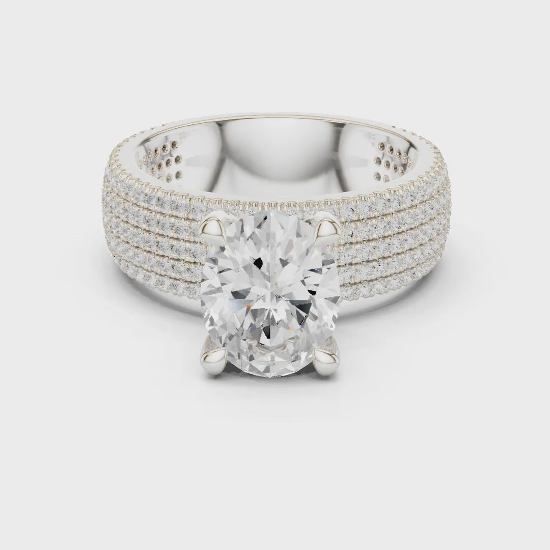 MJA011 - Five-Row Diamond Encrusted Oval Statement Ring