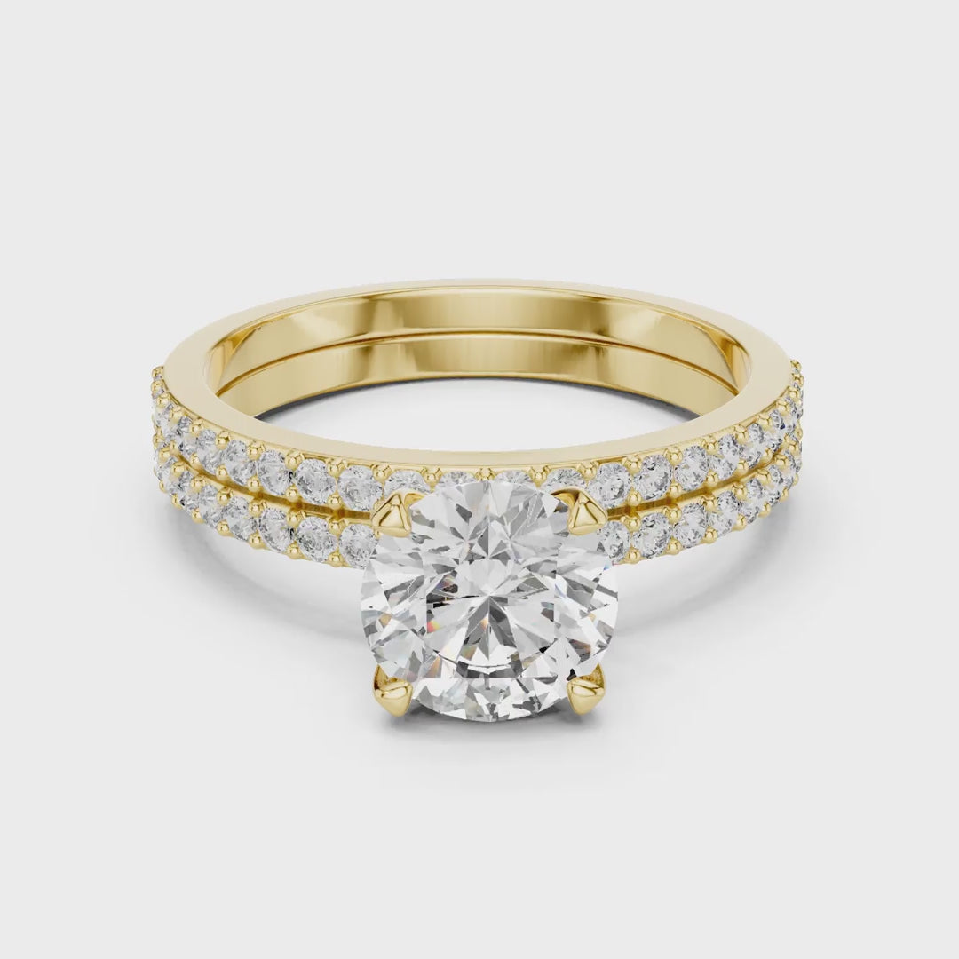 MJTW4 - Round Cut Classic Pavé Duo Band Set