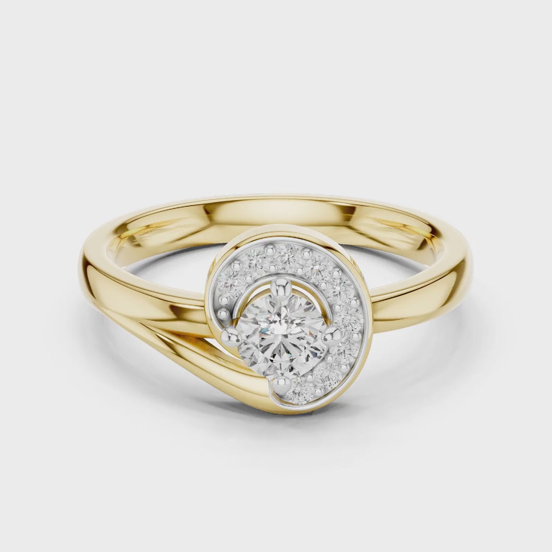 MJR066 - Elegant Vortex Motif Swirling Accent Bridal Ring