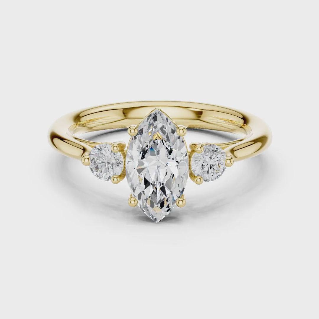 MJR075 - Elegant Three Stone Minimalist Marquise Bridal Band