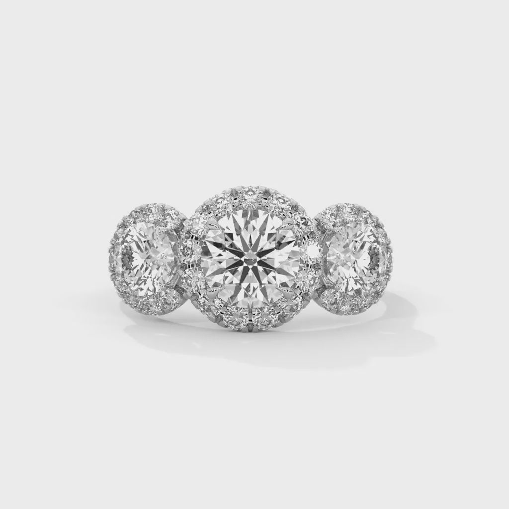 MJBS9 - Trilogy Center Stone Pavé Border Wedding Band