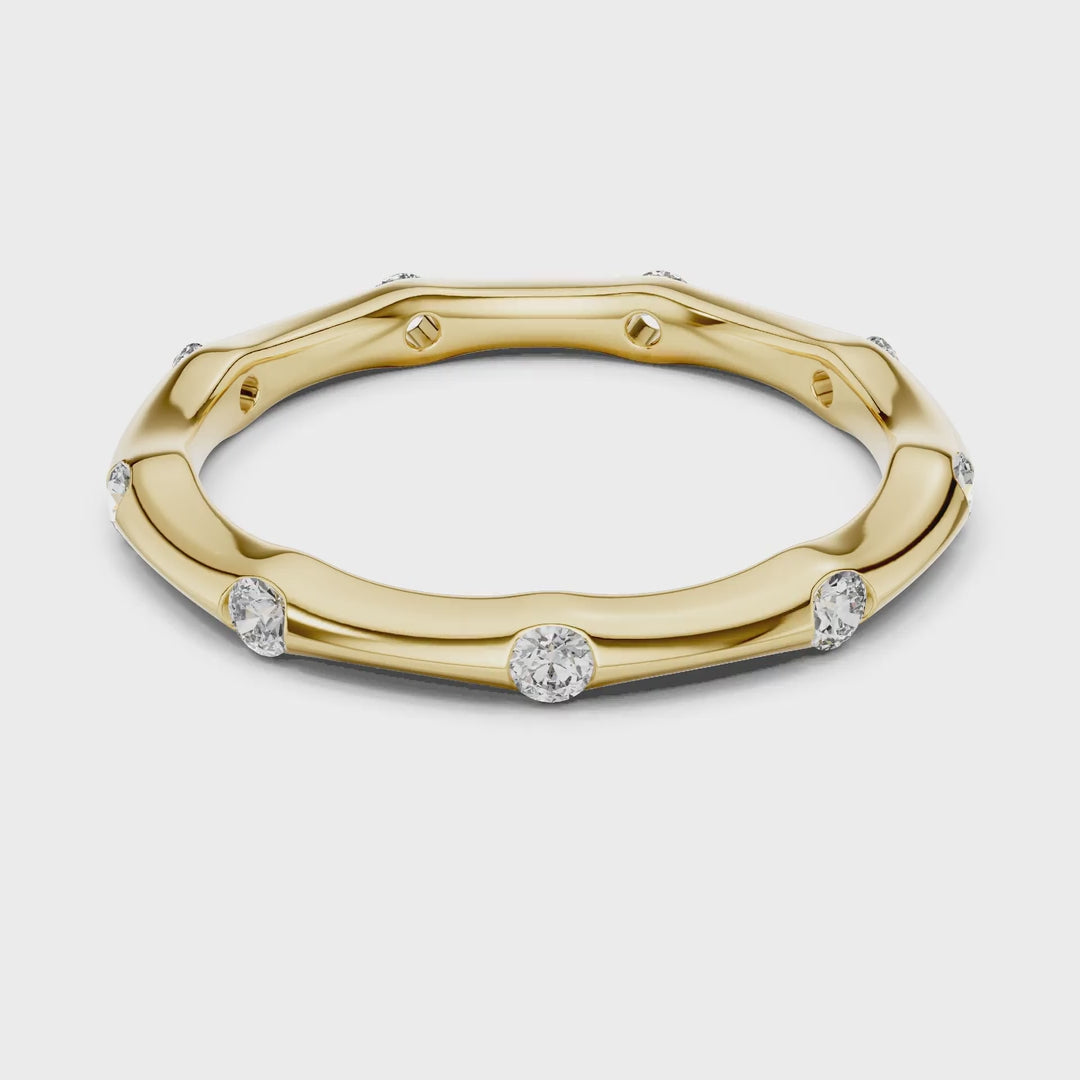 MJET005 - Round Brilliant Flush Set Wavy Eternity Band