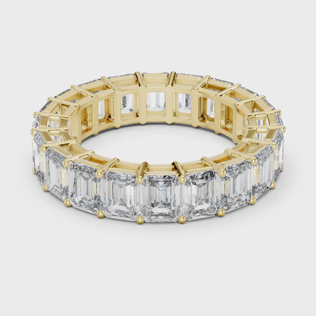 MJET024 - Emerald Cut Shared Prong Full Eternity Wedding Band