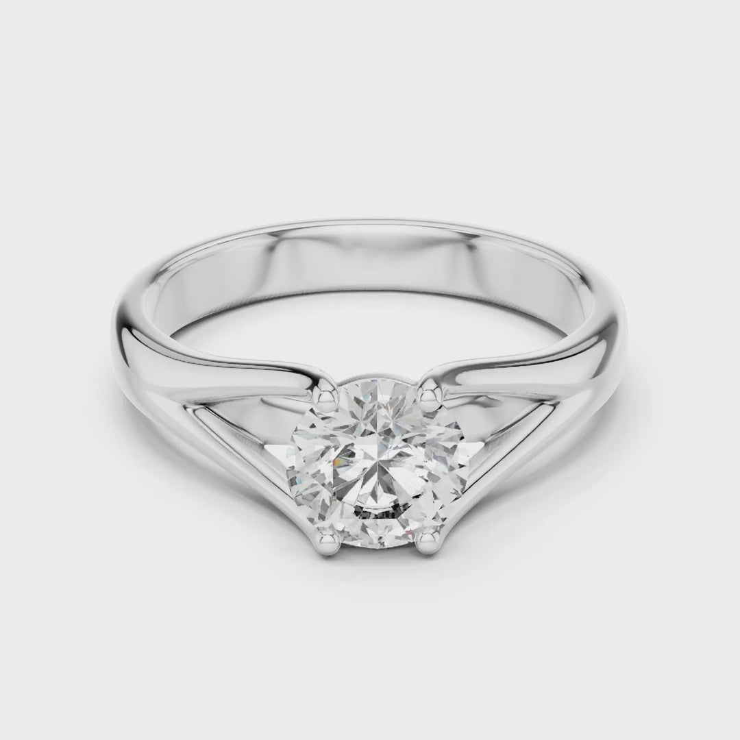 MJR003-Modern Round Solitaire Ring with Split Band