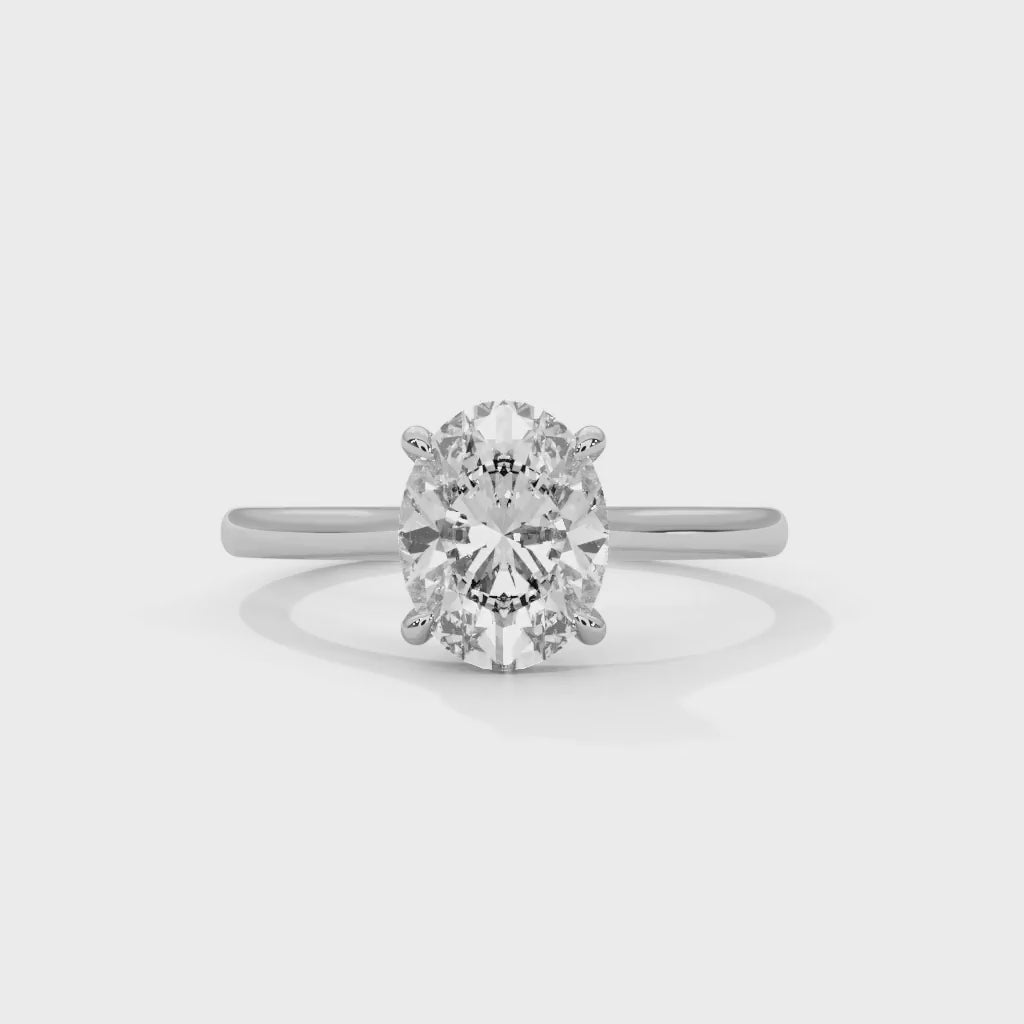 MJBS22 - Oval Solitaire Engagement Ring with Polished Band