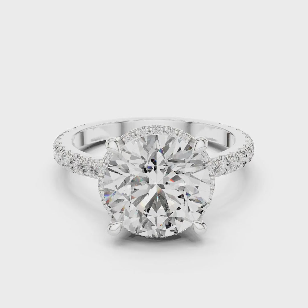 MJR0115 - Round Center Stone Ring with Double Under-Halo Accent