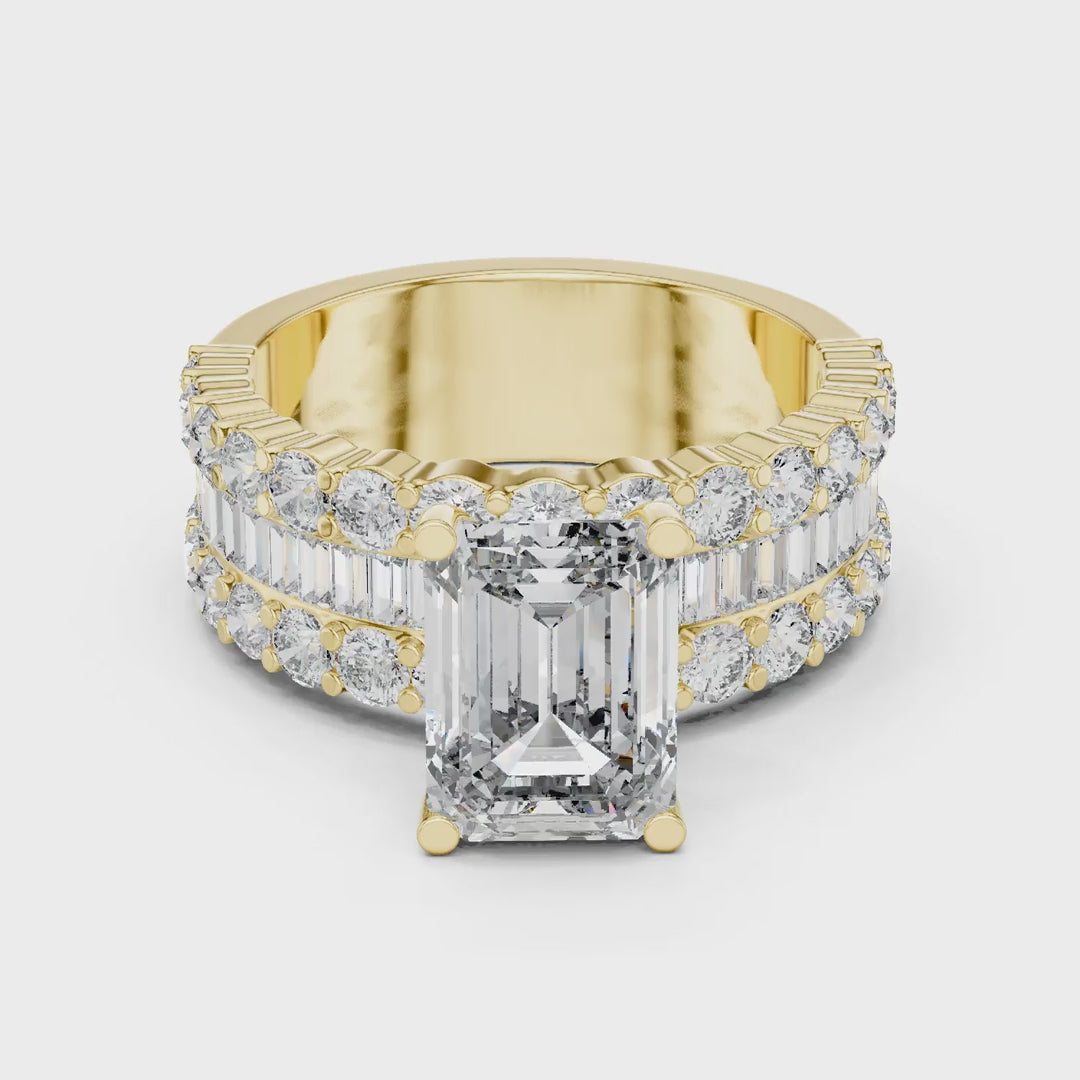 MJR0126 - Grand Multi-Row Accent Emerald Cut Statement Ring