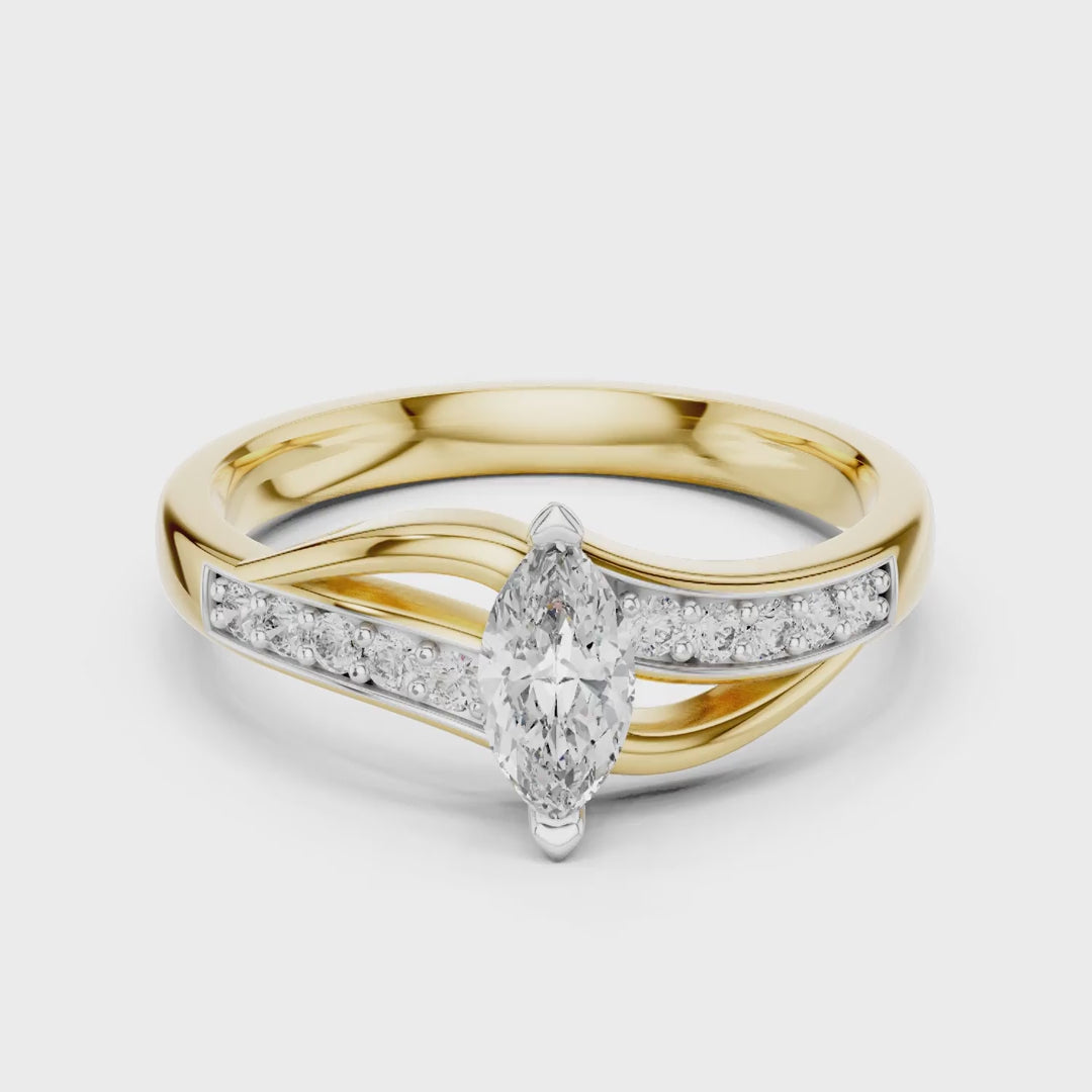 MJR056 - Marquise Cut Fluid Wave Split Shank Ring