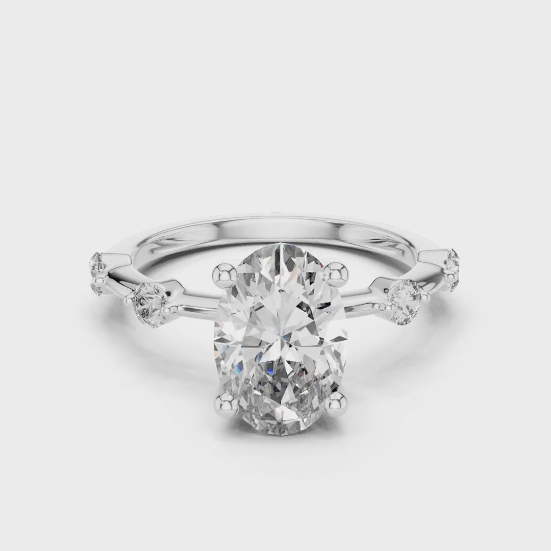 MJR036 - Enchanting Shared Prong Stationed Shank Bridal Ring
