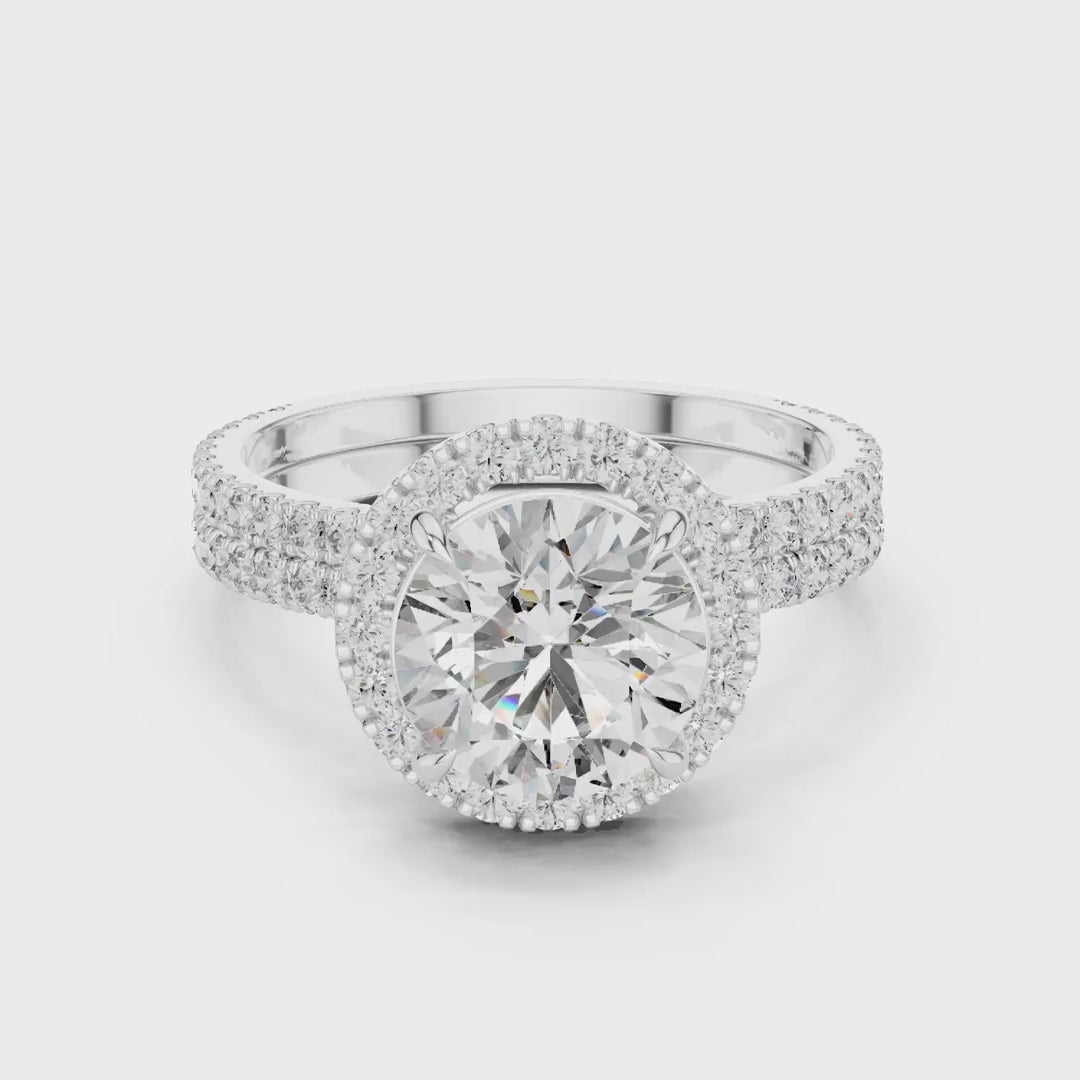 MJTW2 - Round Halo Double Band Bridal Set