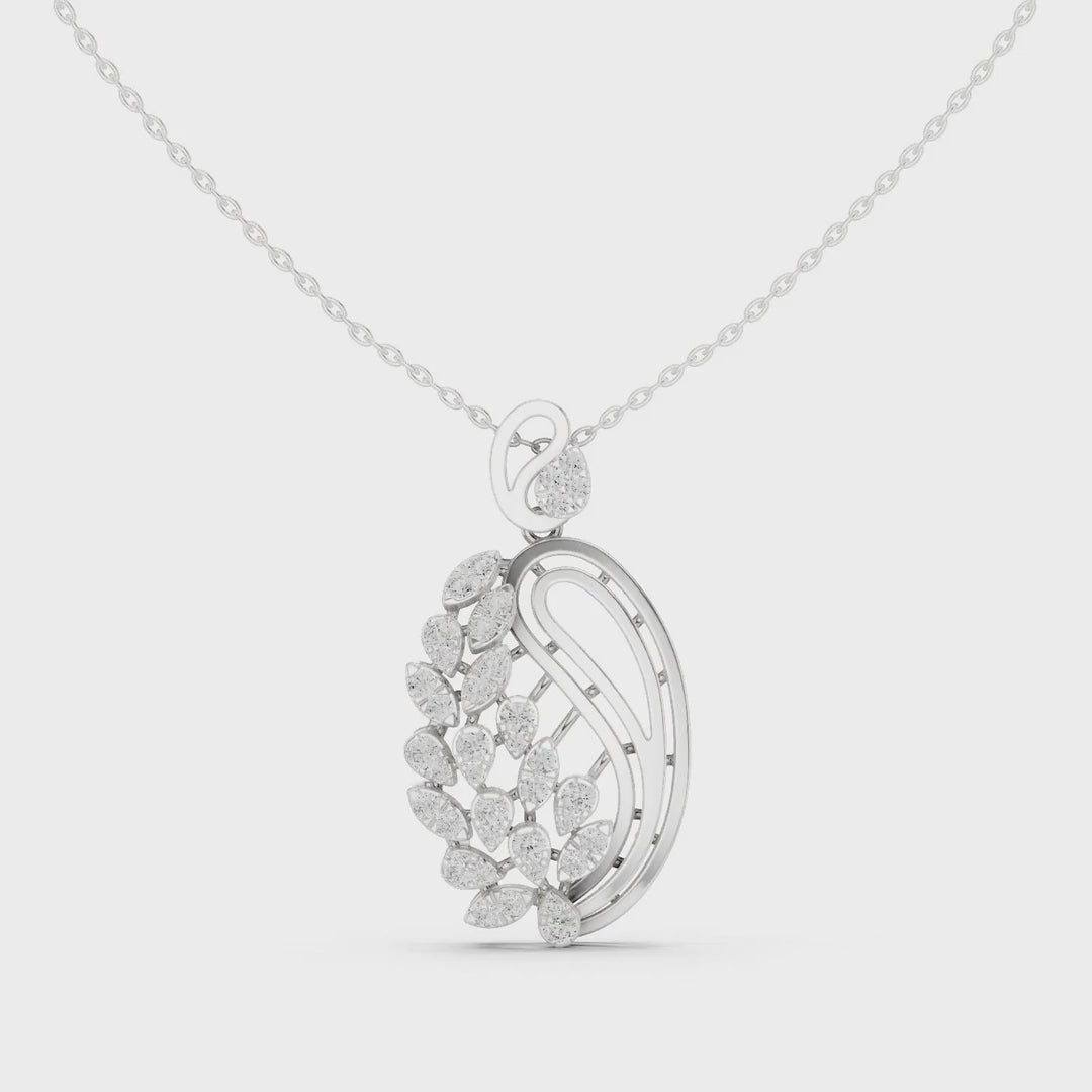 MJP12 - Oval Foliage Diamond Vine Swirl Necklace