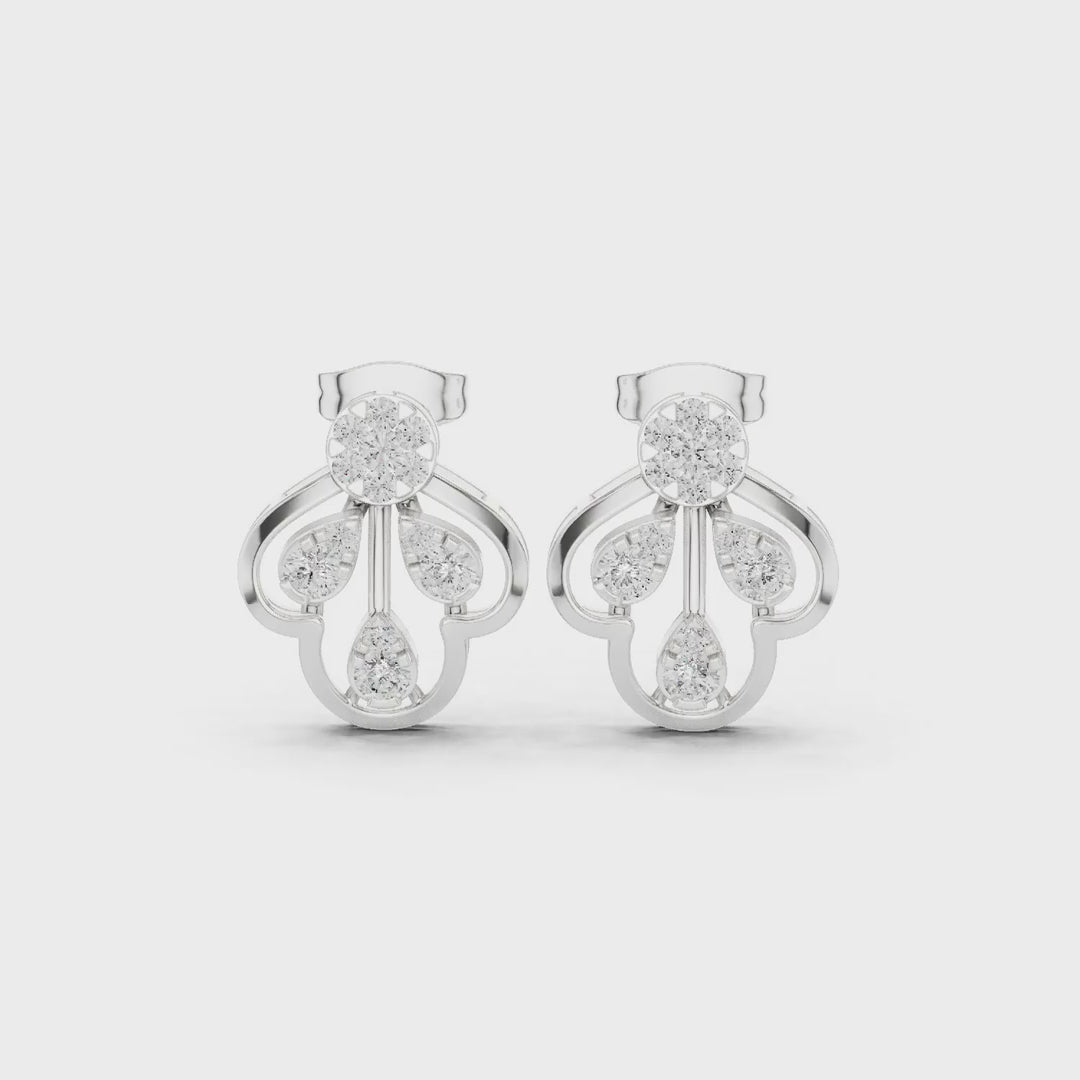 MJER67 - Floral Coronet Sparkling Post Earrings