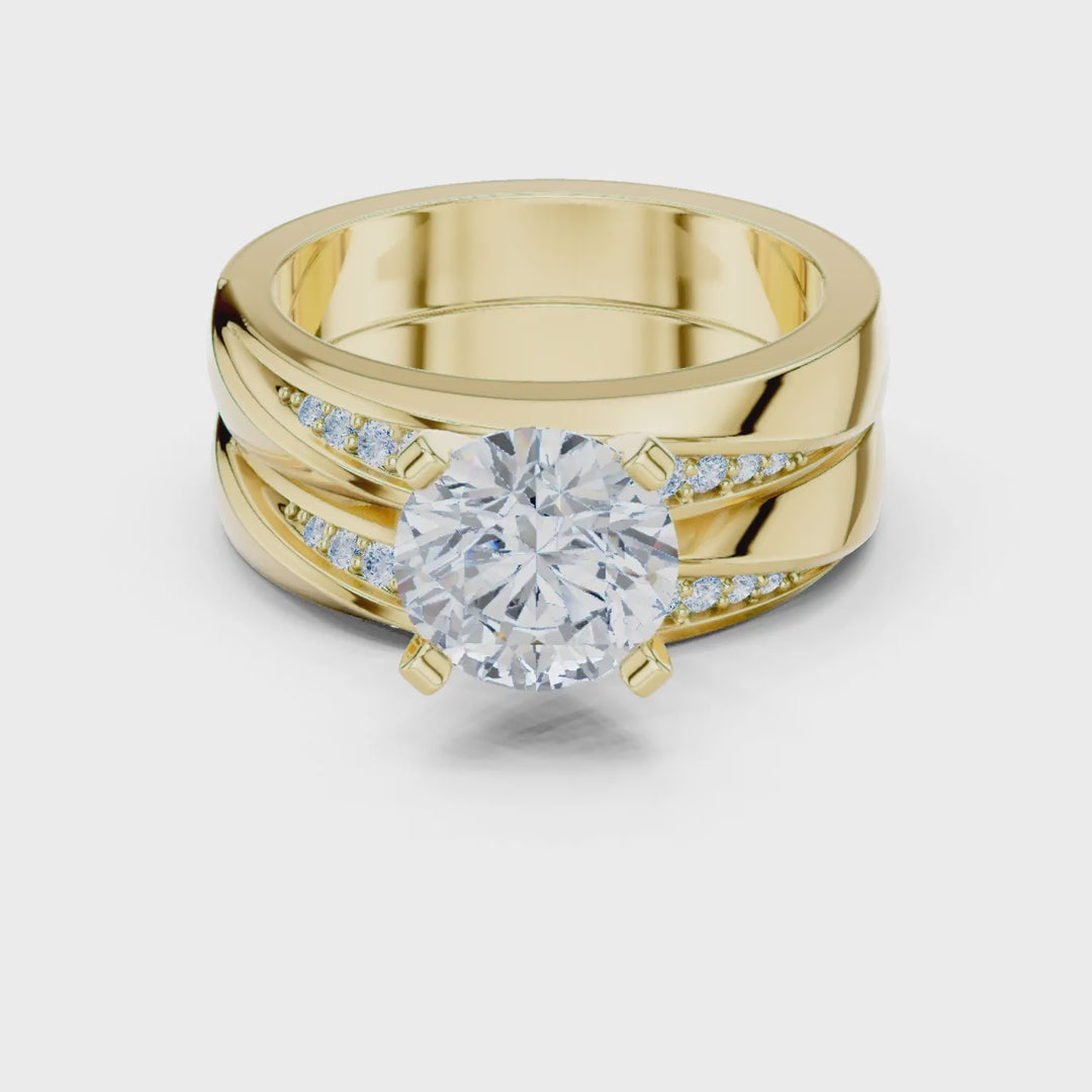 MJTW9 - Modern Sculptural Polished Crossover Dynamic Ring