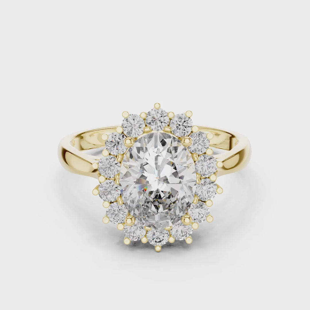MJR050 - Oval Floral Sunburst Burst Border Ring