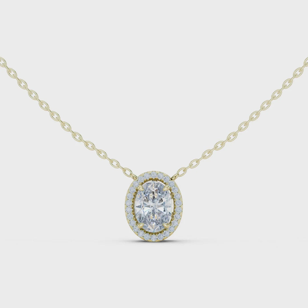 MJP50 - Floating Oval Solitaire Halo Pendant