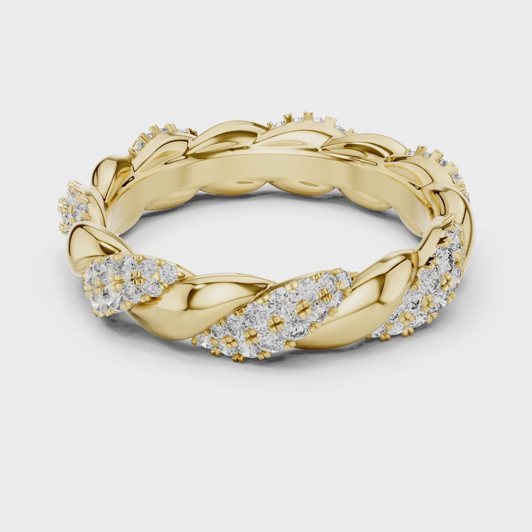 MJET004 - Elegant Woven Entwined Pavé Silhouette Wedding Band