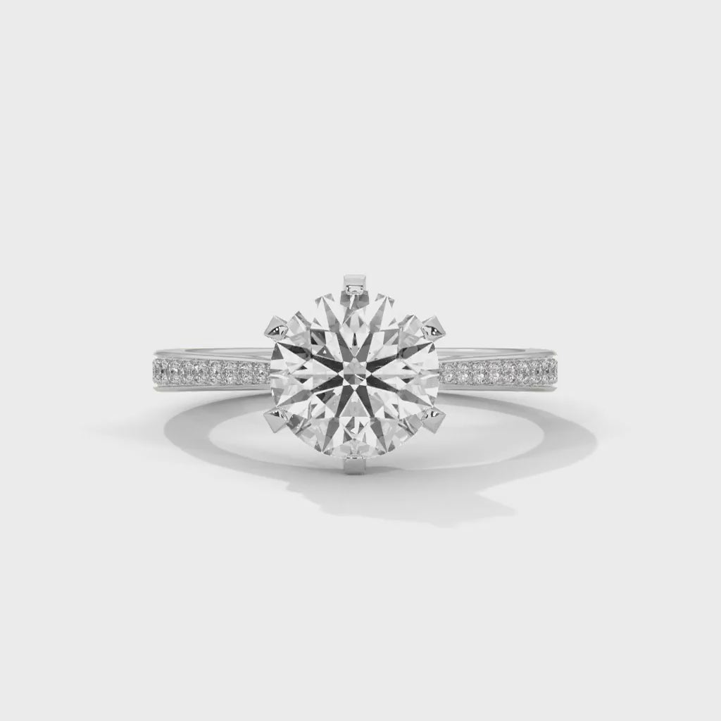 MJBS11 - Six-Claw Round Center Stone Brilliant Promise Ring