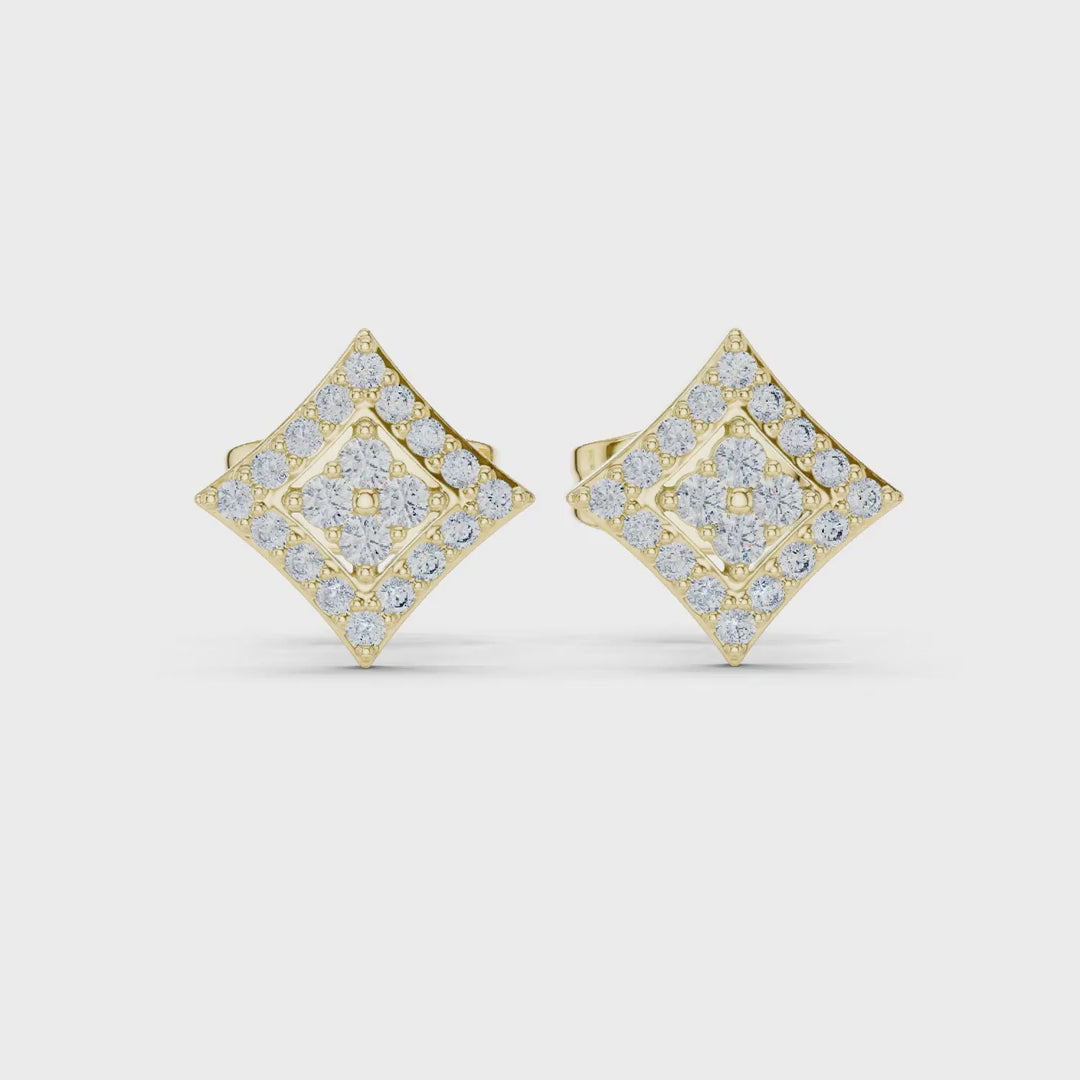 MJER39 - Concentric Rhombus Pavé Studs