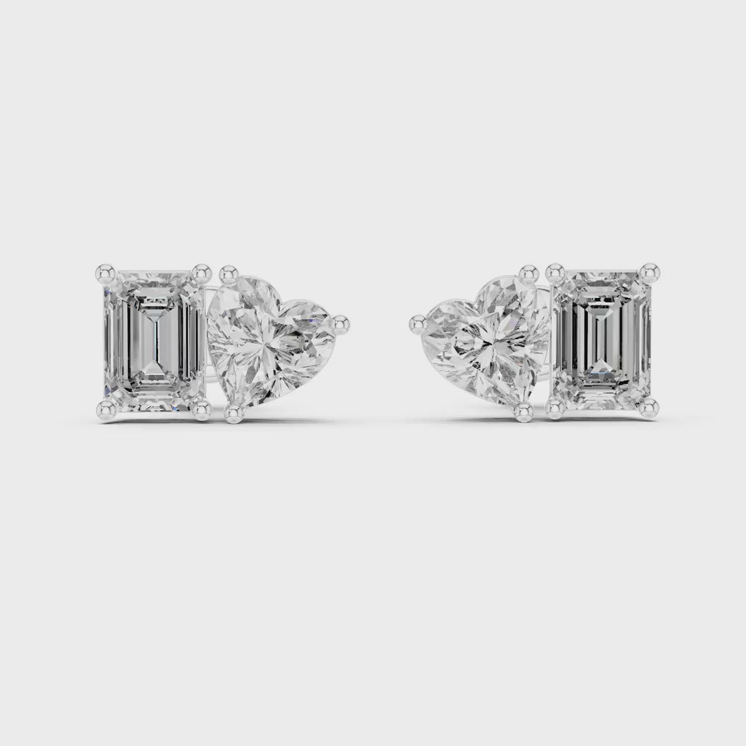 MJER16 - Asymmetric Two Gem Step Cut Earrings