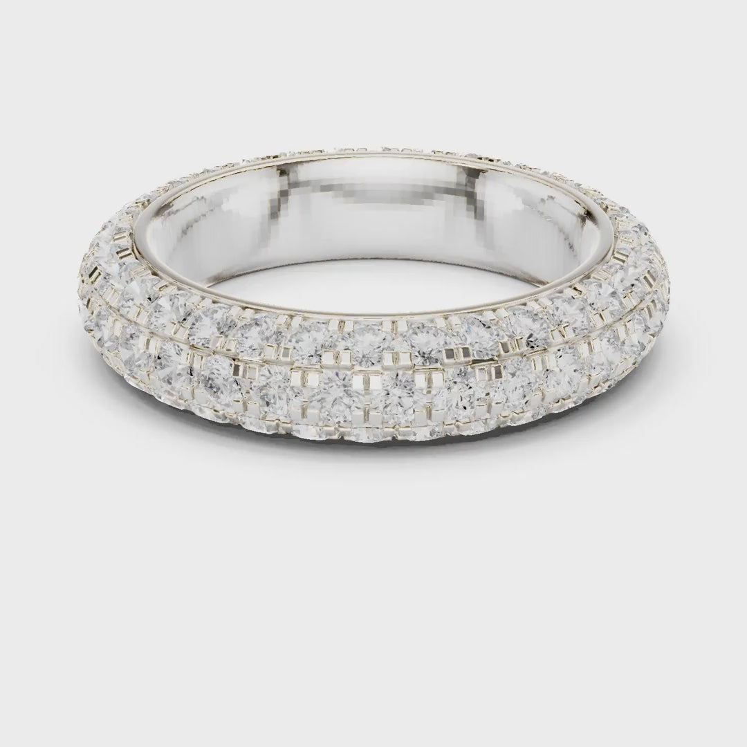 MJET041 - Dome Curved Triple Row Diamond Eternity Band